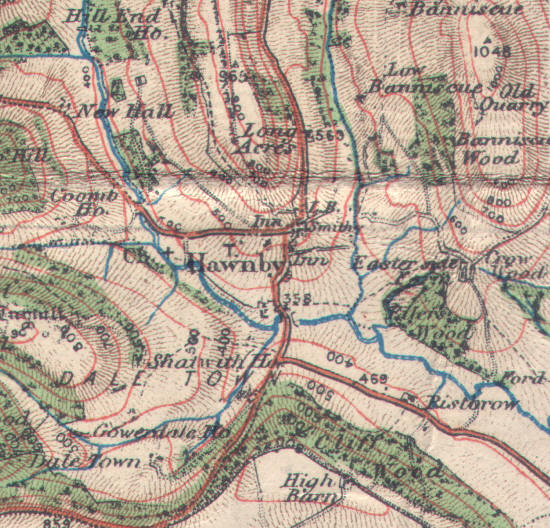 Map of Hawnby in 1914 