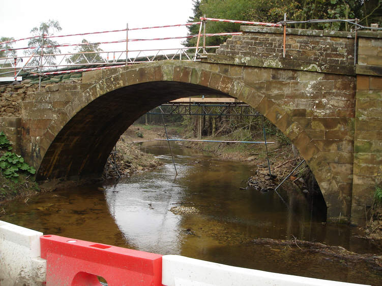 This picture shows the damage done to Church Bridge at Hawnby by the flash floods of 2005. 