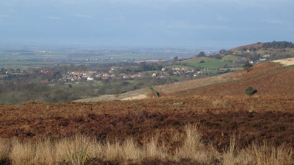 A view of Osmotherley from the east, looking out over the village towards Northallerton