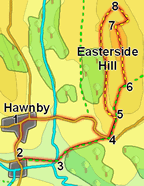 Map for walk on Easterside Hill