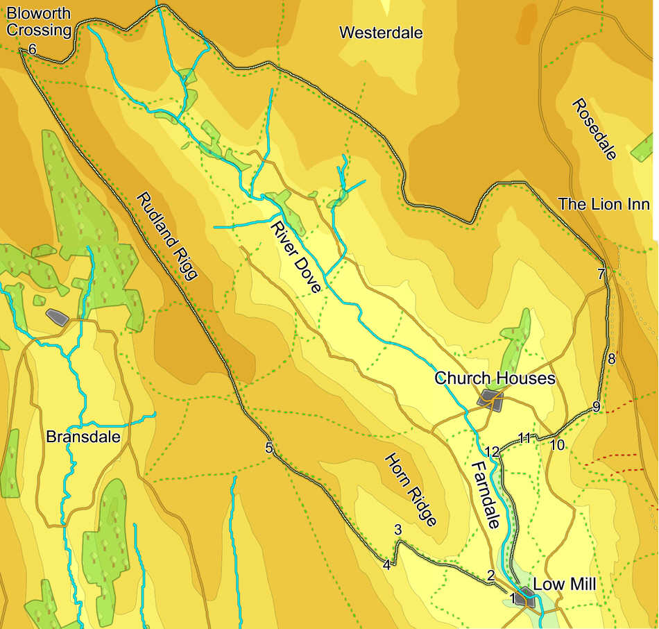Map of a walk around Farndale