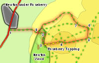 Map for walk up Roseberry Topping fron Newton under Roseberry